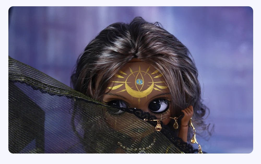 Dendera – Premium Custom Neo Blythe Doll with Multi-Color Hair, Black Skin & Matte Cute Face 10