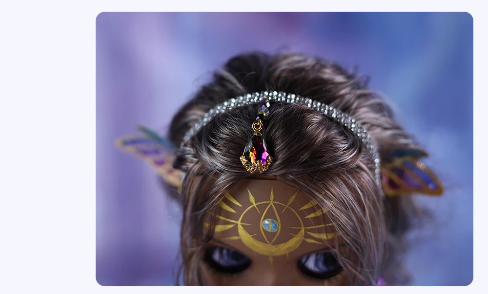 Dendera – Premium Custom Neo Blythe Doll with Multi-Color Hair, Black Skin & Matte Cute Face 7