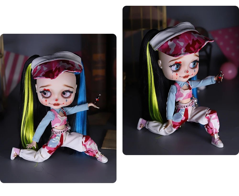Harley – Premium Custom Neo Blythe Doll with Multi-Color Hair, White Skin & Matte Cute Face11 Harley – Premium Custom Neo Blythe Doll with Multi-Color Hair, White Skin & Matte Cute Face 14