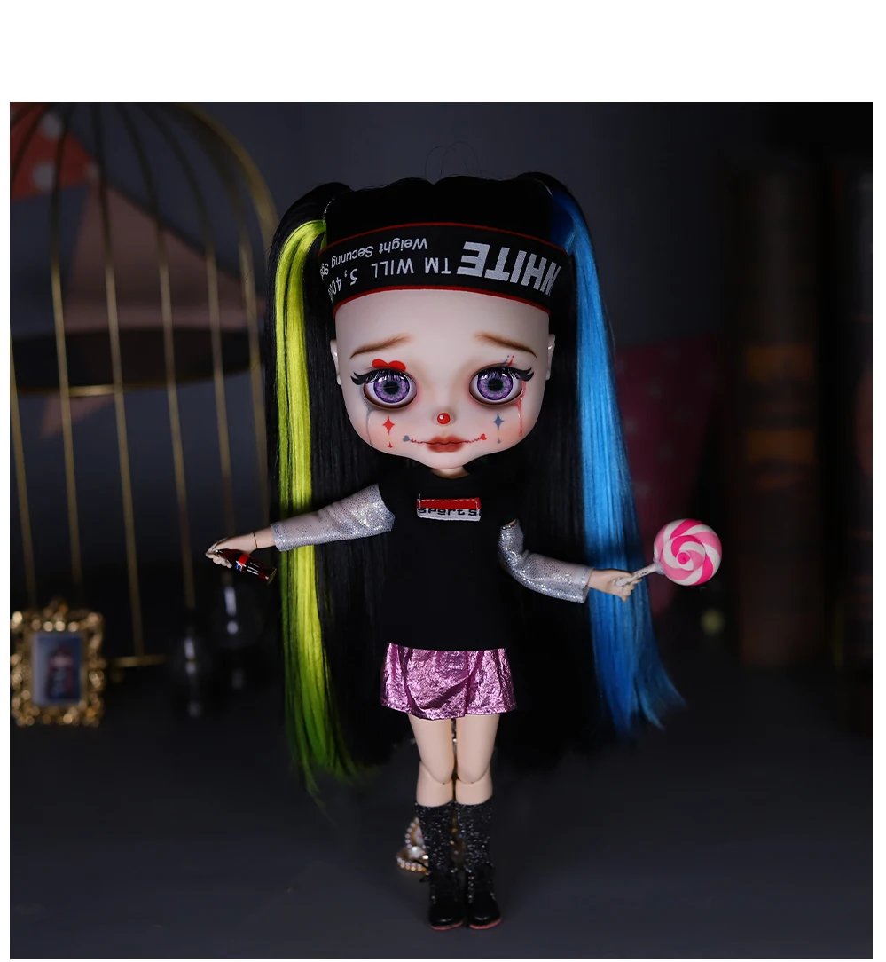 Harley – Premium Custom Neo Blythe Doll with Multi-Color Hair, White Skin & Matte Cute Face12 Harley – Premium Custom Neo Blythe Doll with Multi-Color Hair, White Skin & Matte Cute Face 16