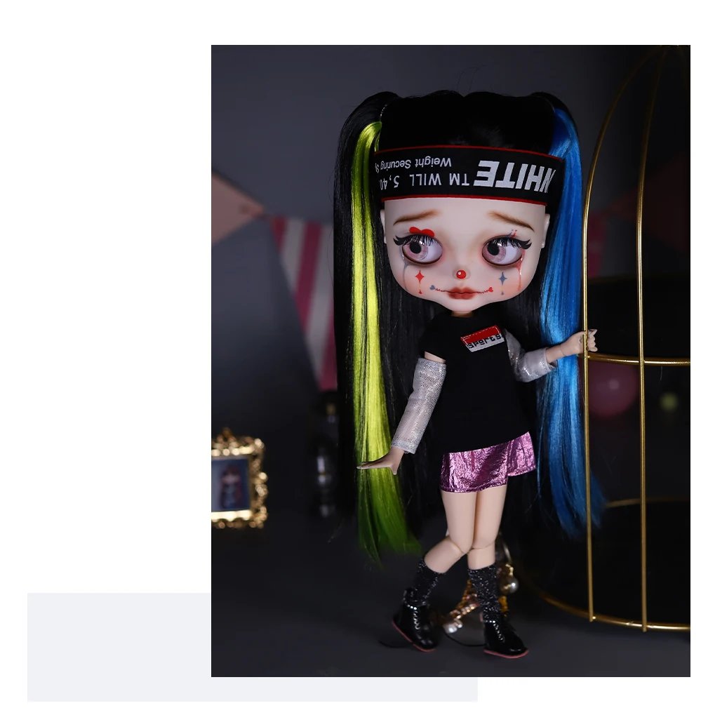 Harley – Premium Custom Neo Blythe Doll with Multi-Color Hair, White Skin & Matte Cute Face13 Harley – Premium Custom Neo Blythe Doll with Multi-Color Hair, White Skin & Matte Cute Face 17