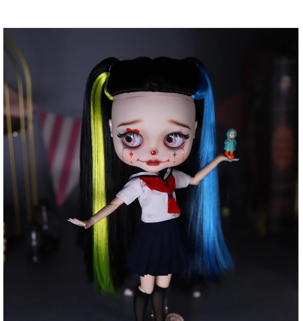 Harley – Premium Custom Neo Blythe Doll with Multi-Color Hair, White Skin & Matte Cute Face15 Harley – Premium Custom Neo Blythe Doll with Multi-Color Hair, White Skin & Matte Cute Face 20