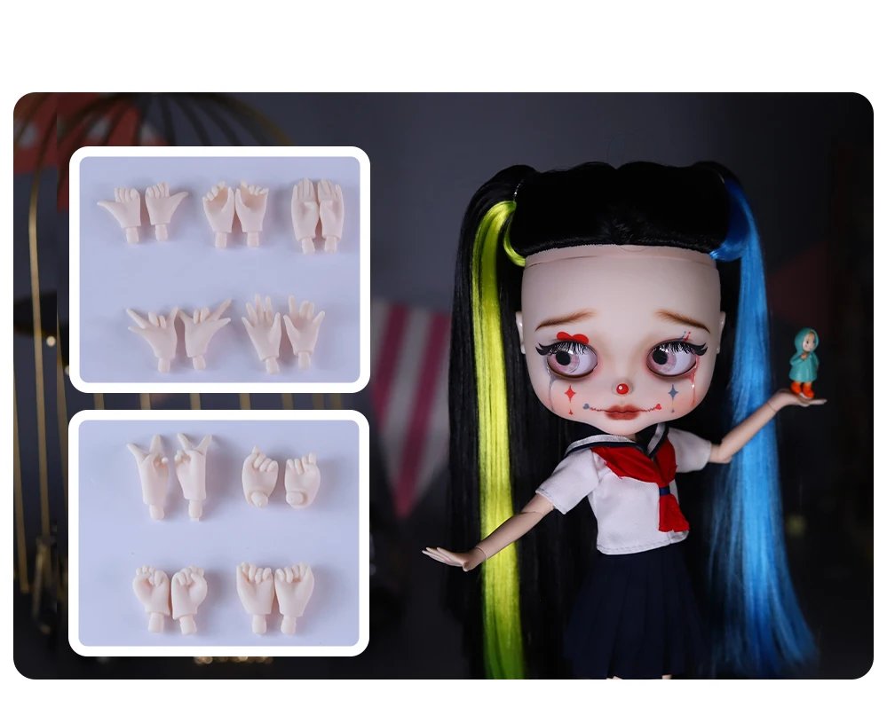 Harley – Premium Custom Neo Blythe Doll with Multi-Color Hair, White Skin & Matte Cute Face2 Harley – Premium Custom Neo Blythe Doll with Multi-Color Hair, White Skin & Matte Cute Face 2