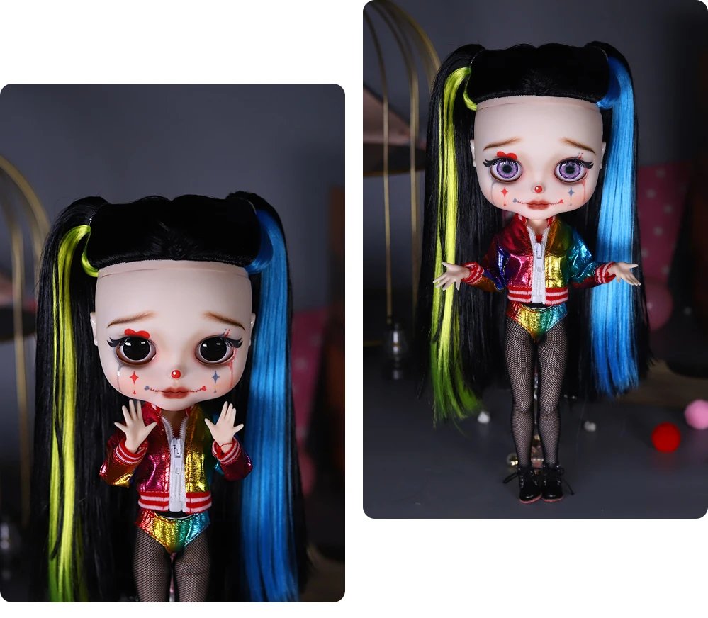 Harley – Premium Custom Neo Blythe Doll with Multi-Color Hair, White Skin & Matte Cute Face5 Harley – Premium Custom Neo Blythe Doll with Multi-Color Hair, White Skin & Matte Cute Face 7