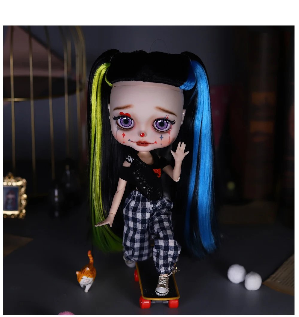 Harley – Premium Custom Neo Blythe Doll with Multi-Color Hair, White Skin & Matte Cute Face6 Harley – Premium Custom Neo Blythe Doll with Multi-Color Hair, White Skin & Matte Cute Face 9