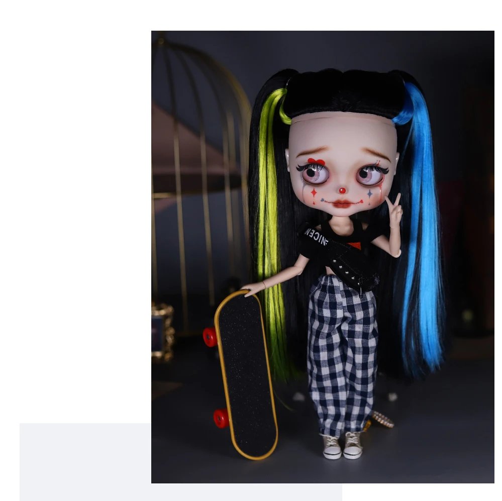 Harley – Premium Custom Neo Blythe Doll with Multi-Color Hair, White Skin & Matte Cute Face7 Harley – Premium Custom Neo Blythe Doll with Multi-Color Hair, White Skin & Matte Cute Face 10