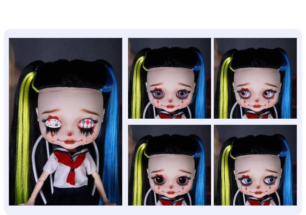 Harley – Premium Custom Neo Blythe Doll with Multi-Color Hair, White Skin & Matte Cute Face1 Harley – Premium Custom Neo Blythe Doll with Multi-Color Hair, White Skin & Matte Cute Face 1