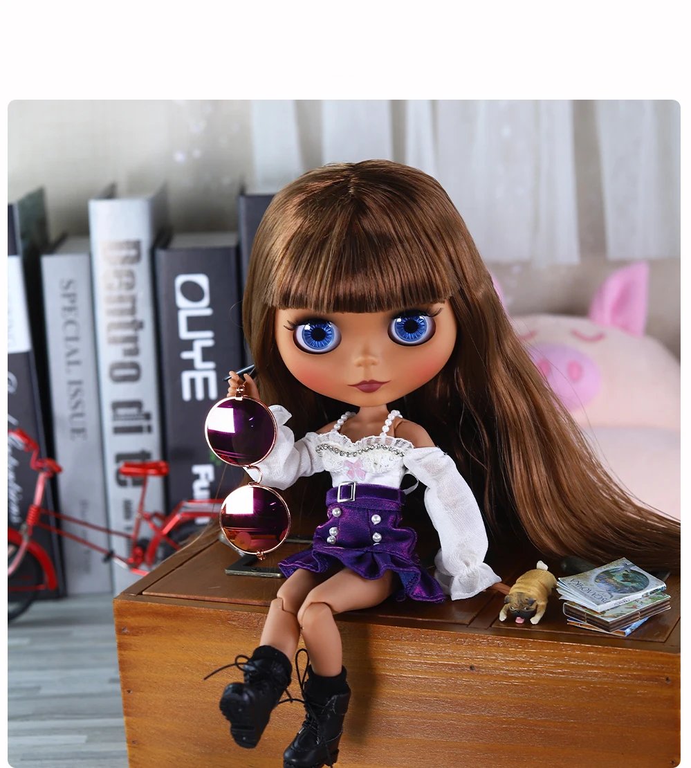 Isabella – Premium Custom Neo Blythe Doll with Brown Hair, Dark Skin & Matte Cute Face Isabetta – Premium Custom Neo Blythe Doll with Brown Hair, Dark Skin & Matte Cute Face 1