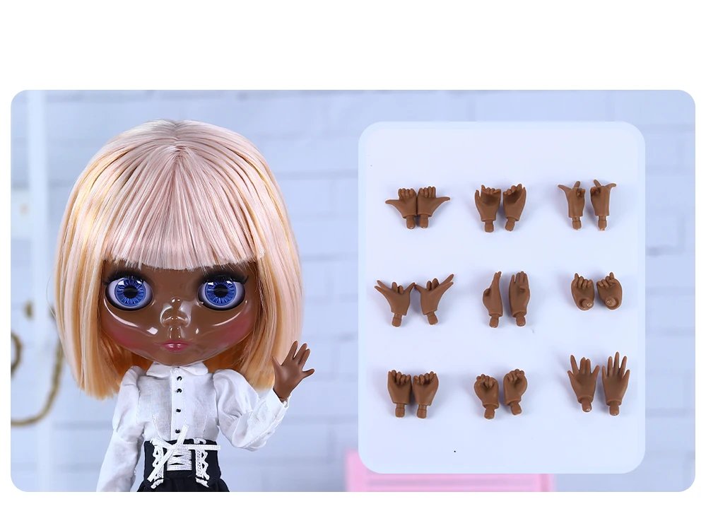 Nevaeh – Premium Custom Neo Blythe Doll with Multi-Color Hair, Black Skin & Shiny Cute Face 2