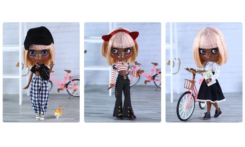 Nevaeh – Premium Custom Neo Blythe Doll with Multi-Color Hair, Black Skin & Shiny Cute Face 4