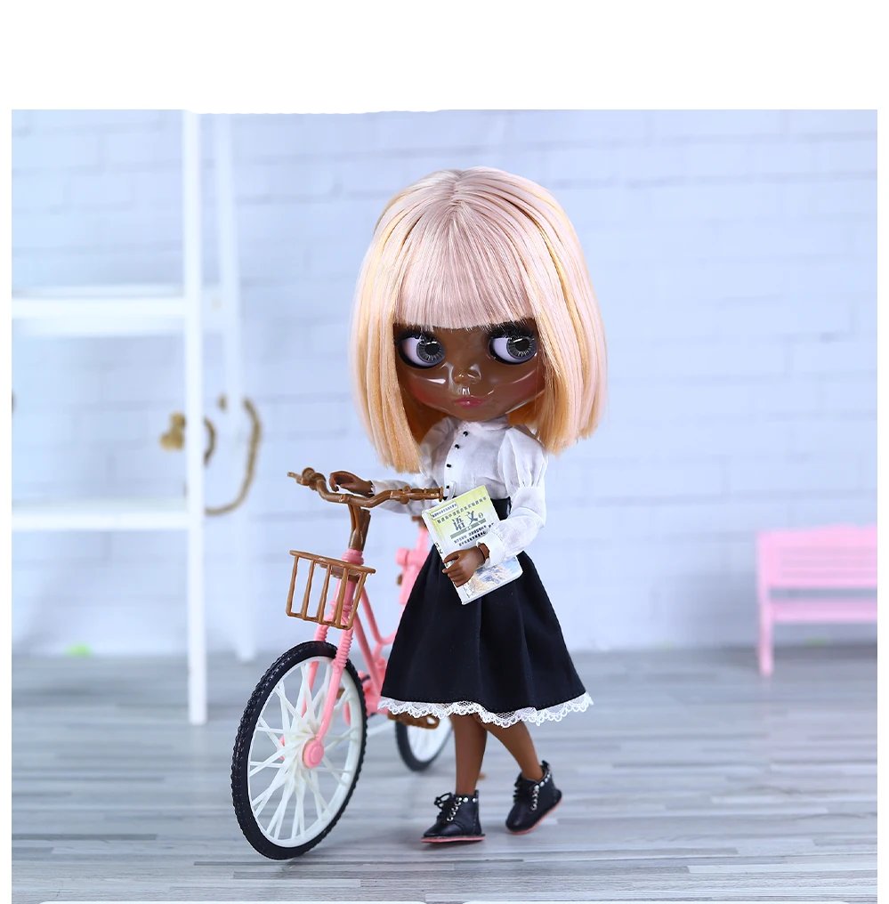 Nevaeh – Premium Custom Neo Blythe Doll with Multi-Color Hair, Black Skin & Shiny Cute Face 7