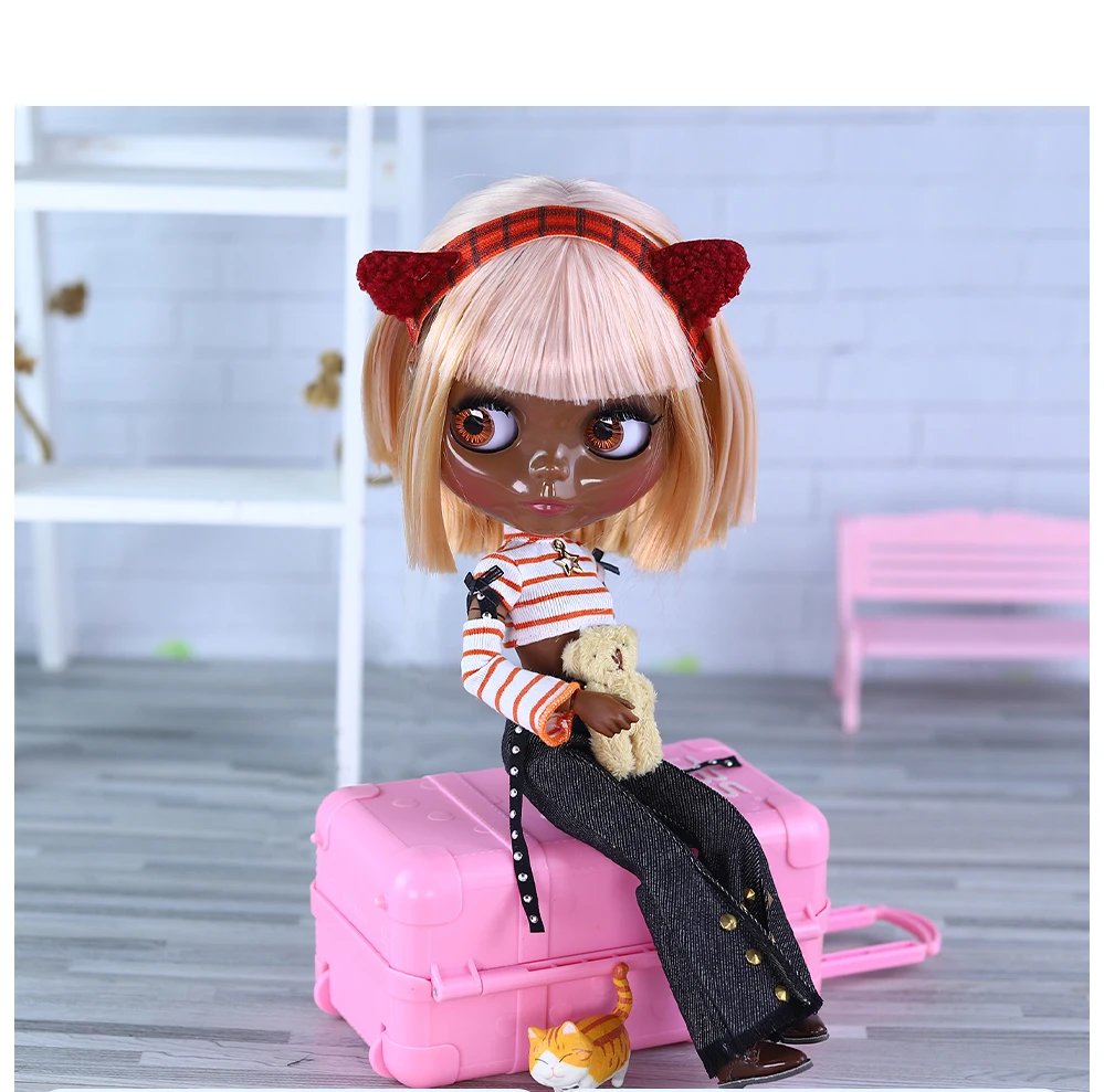 Nevaeh – Premium Custom Neo Blythe Doll with Multi-Color Hair, Black Skin & Shiny Cute Face 11