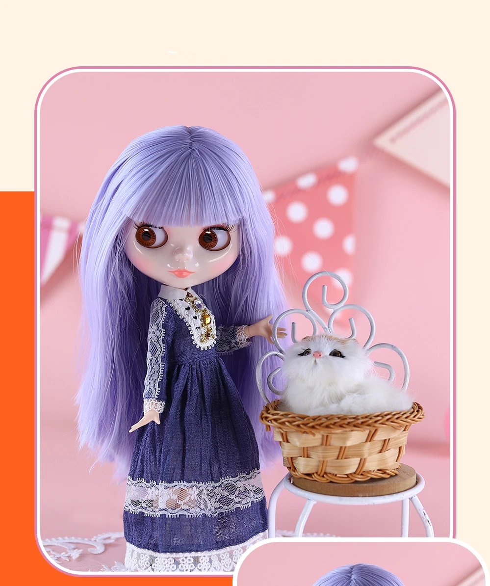 Avery – Premium Custom Neo Blythe Doll with Purple Hair, White Skin & Shiny Cute Face14