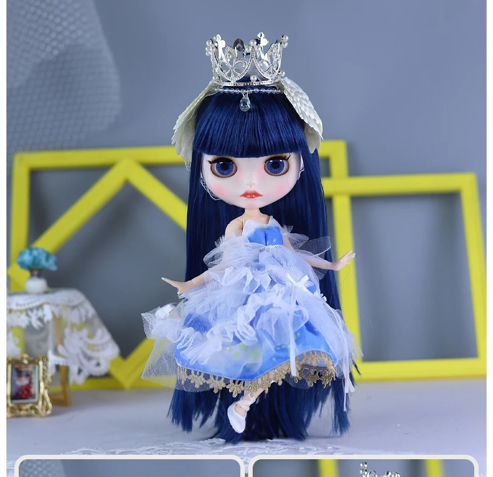 Rose – Premium Custom Neo Blythe Doll with Blue Hair, White Skin & Matte Cute Face11 Rosella – Premium Custom Neo Blythe Doll with Blue Hair, White Skin & Matte Cute Face 6