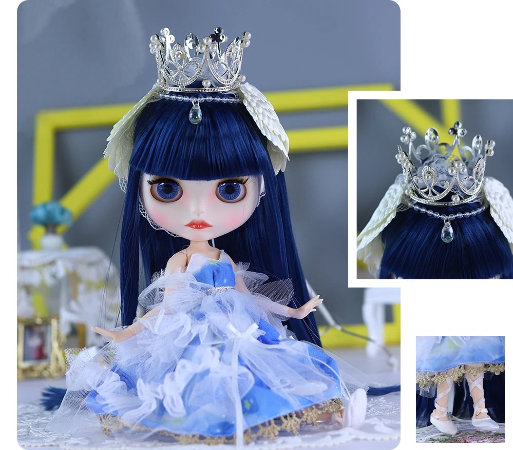 Rose – Premium Custom Neo Blythe Doll with Blue Hair, White Skin & Matte Cute Face13 Rosella – Premium Custom Neo Blythe Doll with Blue Hair, White Skin & Matte Cute Face 8