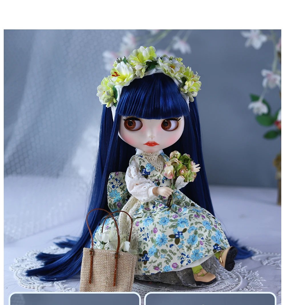 Rose – Premium Custom Neo Blythe Doll with Blue Hair, White Skin & Matte Cute Face14 Rosella – Premium Custom Neo Blythe Doll with Blue Hair, White Skin & Matte Cute Face 9