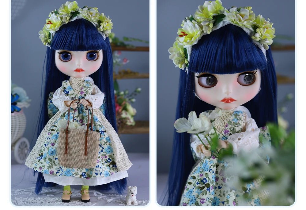Rose – Premium Custom Neo Blythe Doll with Blue Hair, White Skin & Matte Cute Face15 Rosella – Premium Custom Neo Blythe Doll with Blue Hair, White Skin & Matte Cute Face 10