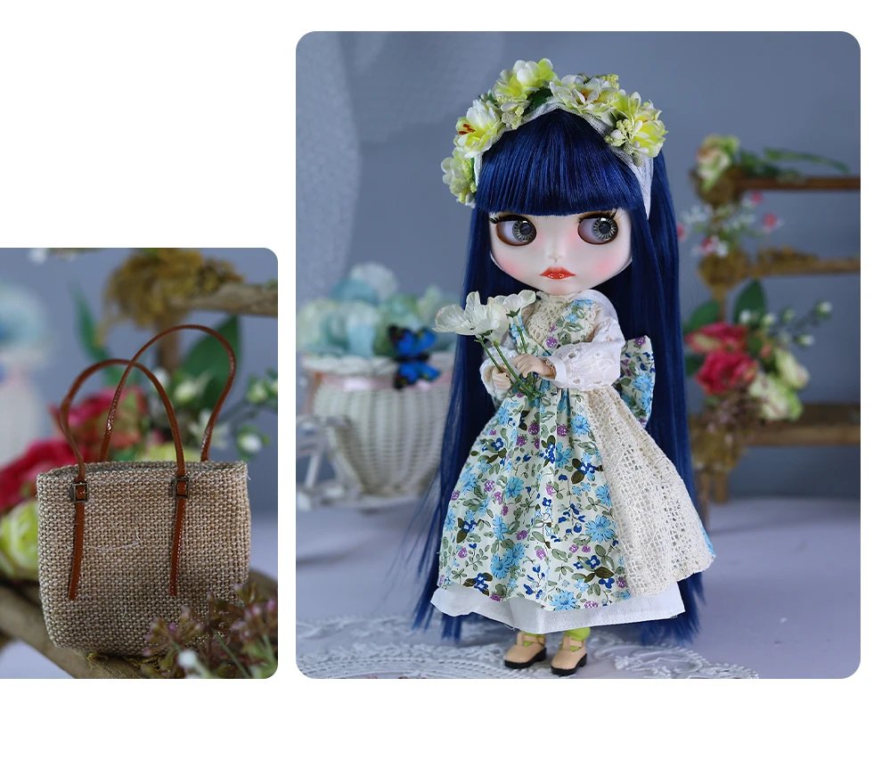 Rose – Premium Custom Neo Blythe Doll with Blue Hair, White Skin & Matte Cute Face16 Rosella – Premium Custom Neo Blythe Doll with Blue Hair, White Skin & Matte Cute Face 11
