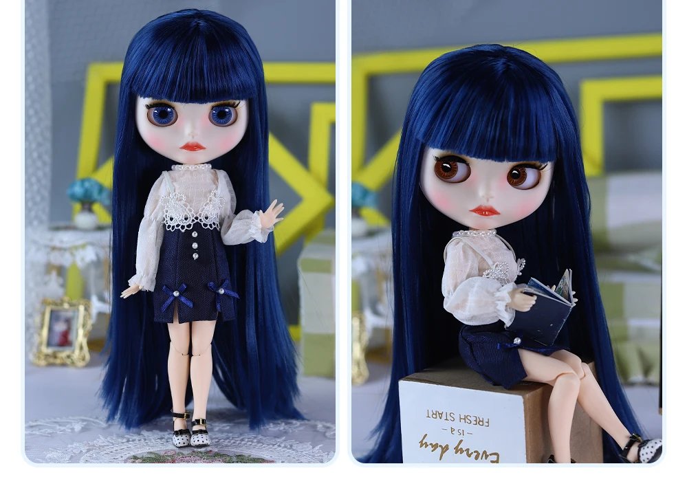 Rose – Premium Custom Neo Blythe Doll with Blue Hair, White Skin & Matte Cute Face18 Rosella – Premium Custom Neo Blythe Doll with Blue Hair, White Skin & Matte Cute Face 13