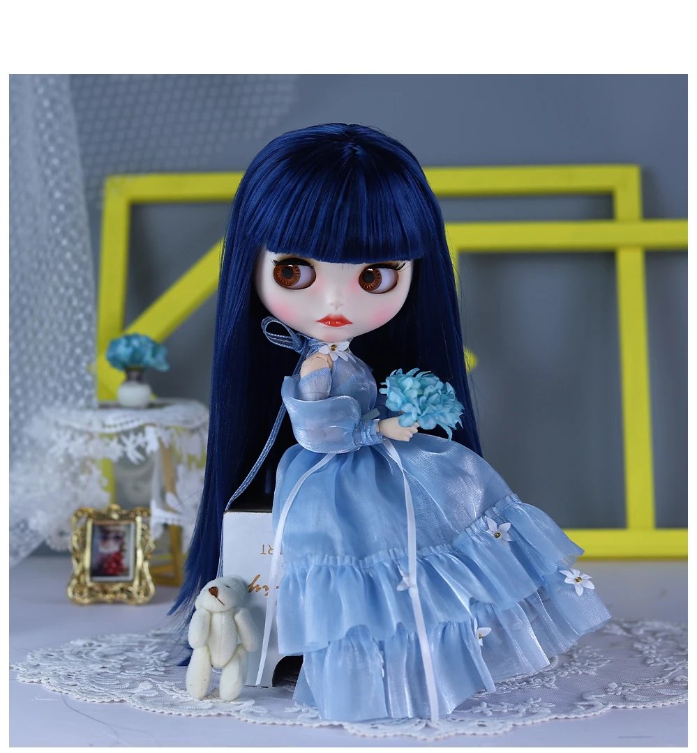 Rose – Premium Custom Neo Blythe Doll with Blue Hair, White Skin & Matte Cute Face24 Rosella – Premium Custom Neo Blythe Doll with Blue Hair, White Skin & Matte Cute Face 19