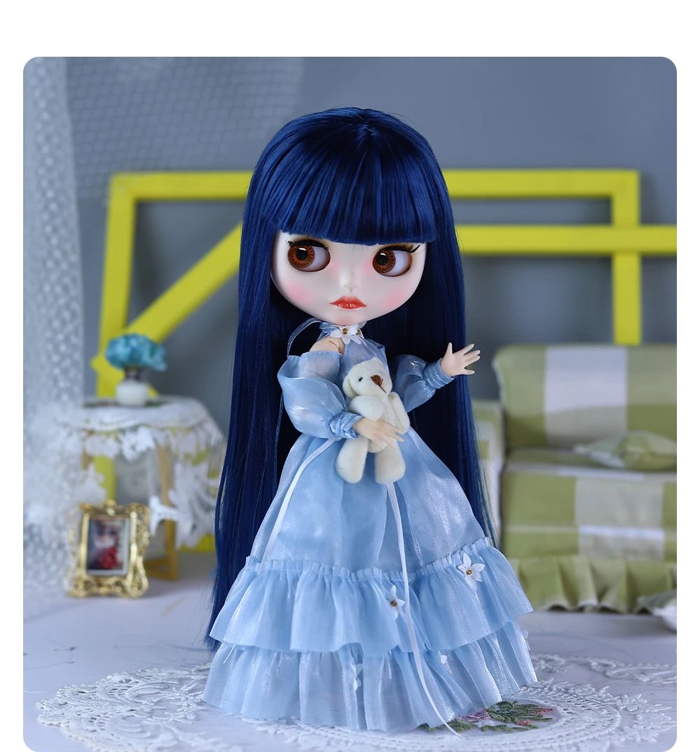 Rose – Premium Custom Neo Blythe Doll with Blue Hair, White Skin & Matte Cute Face25 Rosella – Premium Custom Neo Blythe Doll with Blue Hair, White Skin & Matte Cute Face 20
