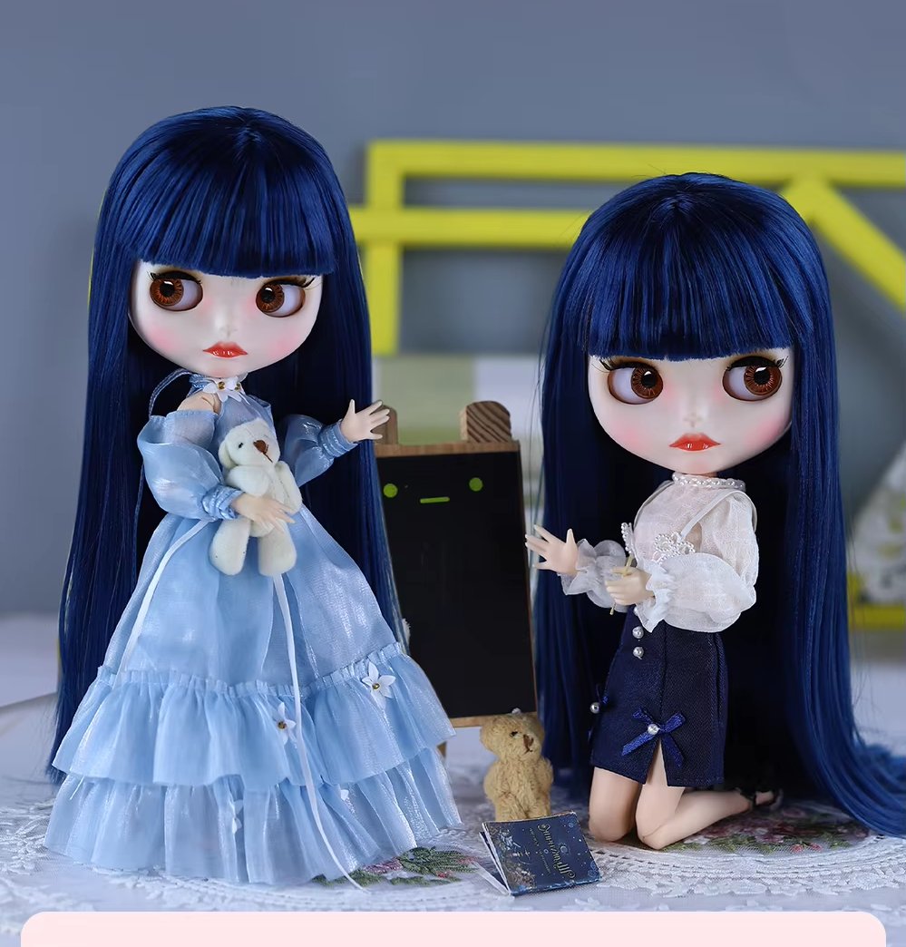 Rose – Premium Custom Neo Blythe Doll with Blue Hair, White Skin & Matte Cute Face6 Rosella – Premium Custom Neo Blythe Doll with Blue Hair, White Skin & Matte Cute Face 1
