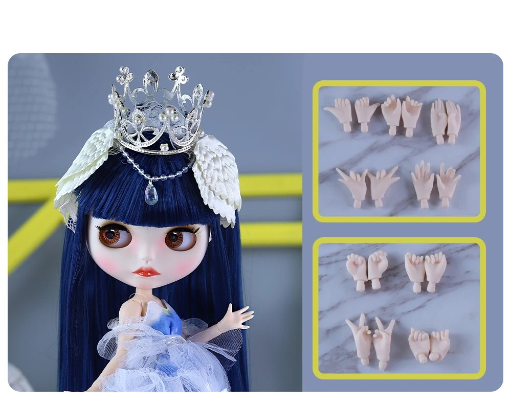 Rose – Premium Custom Neo Blythe Doll with Blue Hair, White Skin & Matte Cute Face8 Rosella – Premium Custom Neo Blythe Doll with Blue Hair, White Skin & Matte Cute Face 3