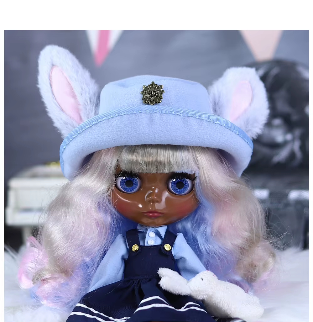 Flora – Premium Custom Neo Blythe Doll with Multi-Color Hair, Black Skin & Shiny Cute Face 1
