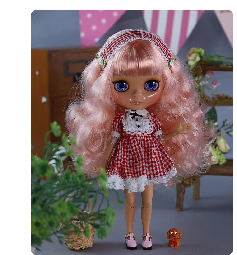 Martha – Premium Custom Neo Blythe Doll with Pink Hair, Tan Skin & Shiny Cute Face 2