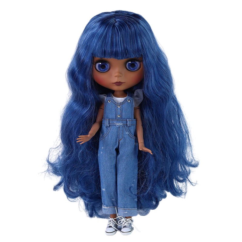 Greer – Premium Custom Neo Blythe Doll with Blue Hair, Dark Skin & Matte Cute Face Blue hair Cute face Dark skin Matte face Greer – Premium Custom Neo Blythe Doll with Blue Hair, Dark Skin & Matte Cute Face Blue hair Cute face Dark skin Matte face