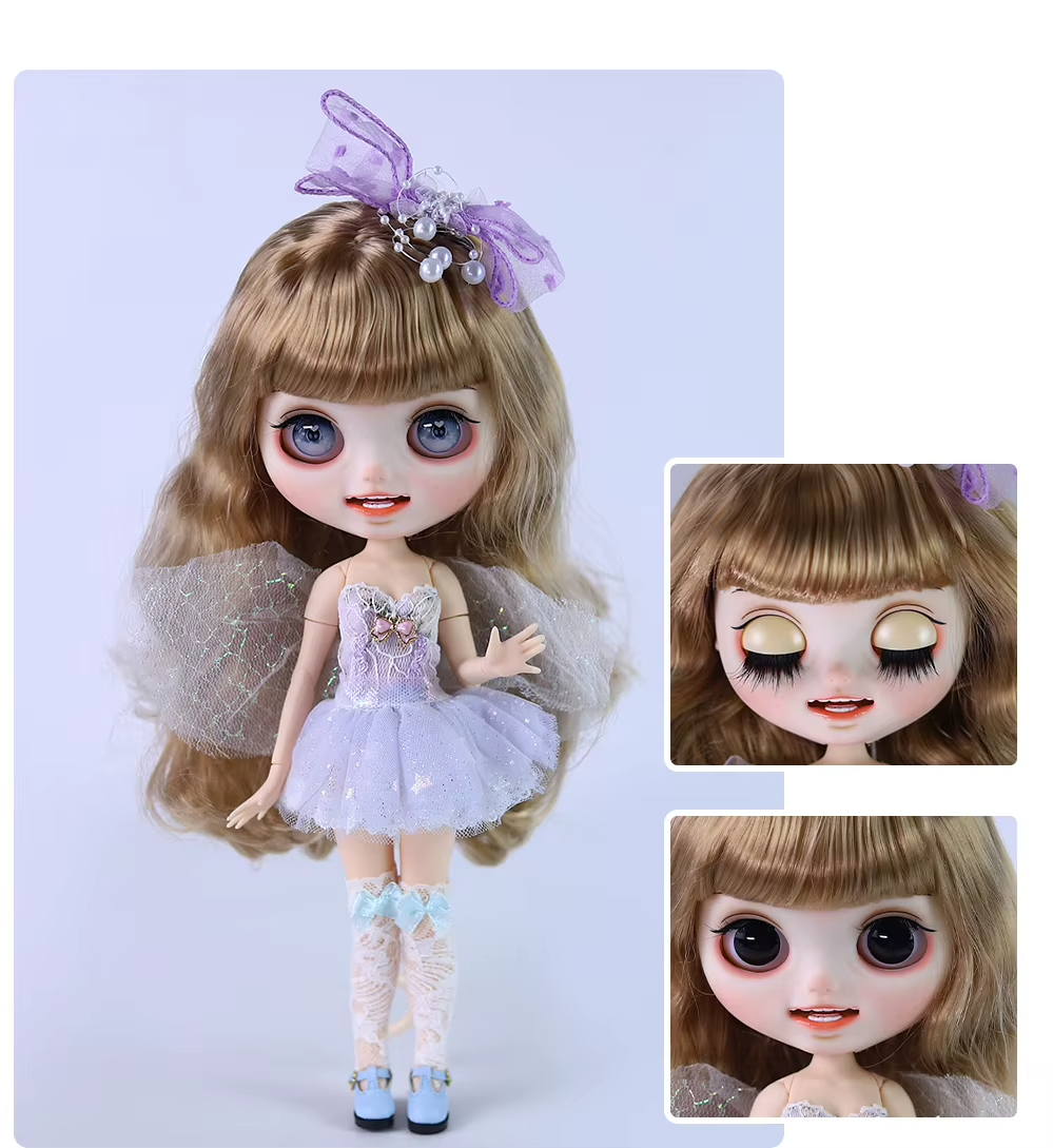 Maple – Premium Custom Neo Blythe Doll with Blonde Hair, White Skin & Matte Smiling Face 1