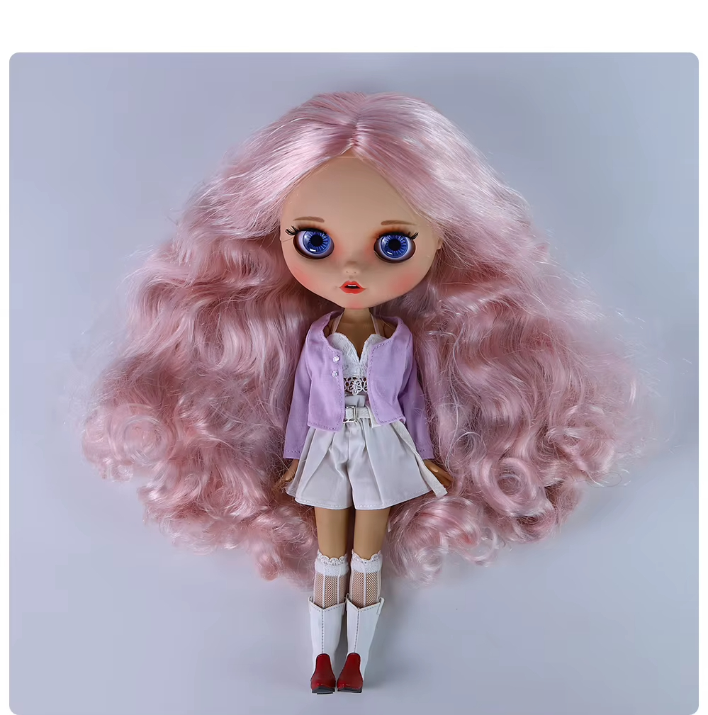 Raleigh – Premium Custom Neo Blythe Doll with Pink Hair, Tan Skin & Matte Smiling Face 1