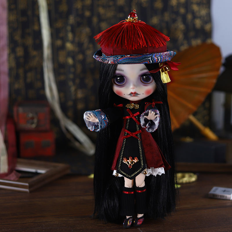 María - Premium Custom Neo Blythe Muñeca con cabello negro, piel blanca y cara linda mate03 María - Premium Custom Neo Blythe Muñeca con cabello negro, piel blanca y cara linda mate 5