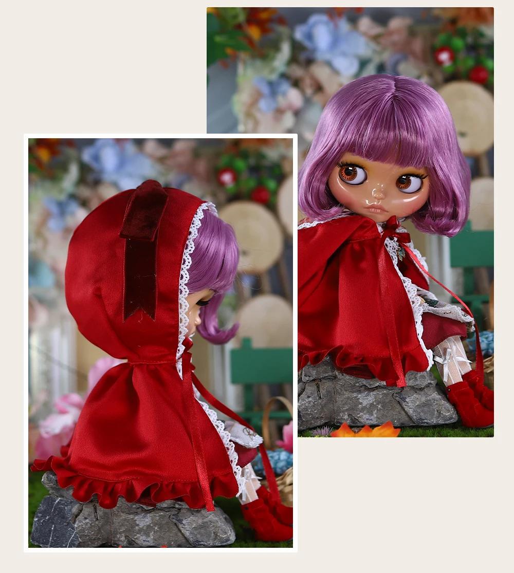 Neo Blythe Doll with Purple Hair, Tan Skin, Shiny Cute Face & Custom Jointed Body 1