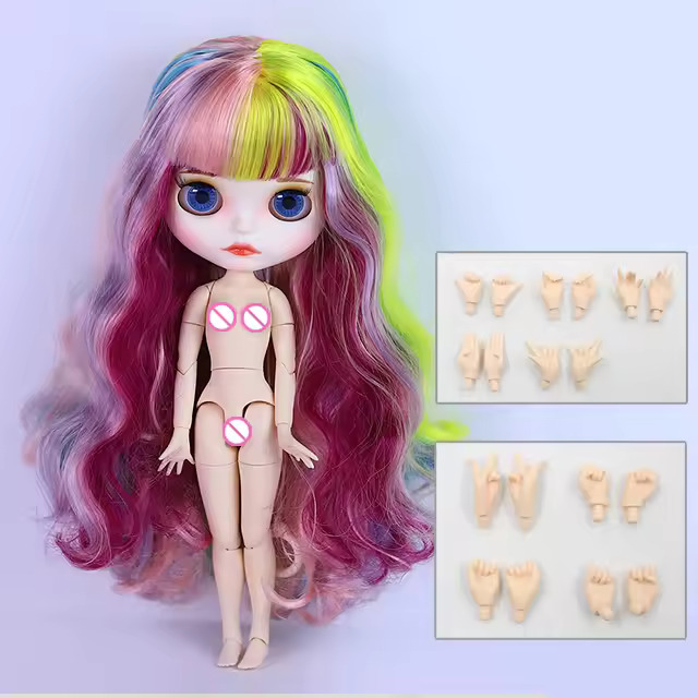Neo Blythe Doll with Multi-Color Hair, White Skin, Matte Cute Face