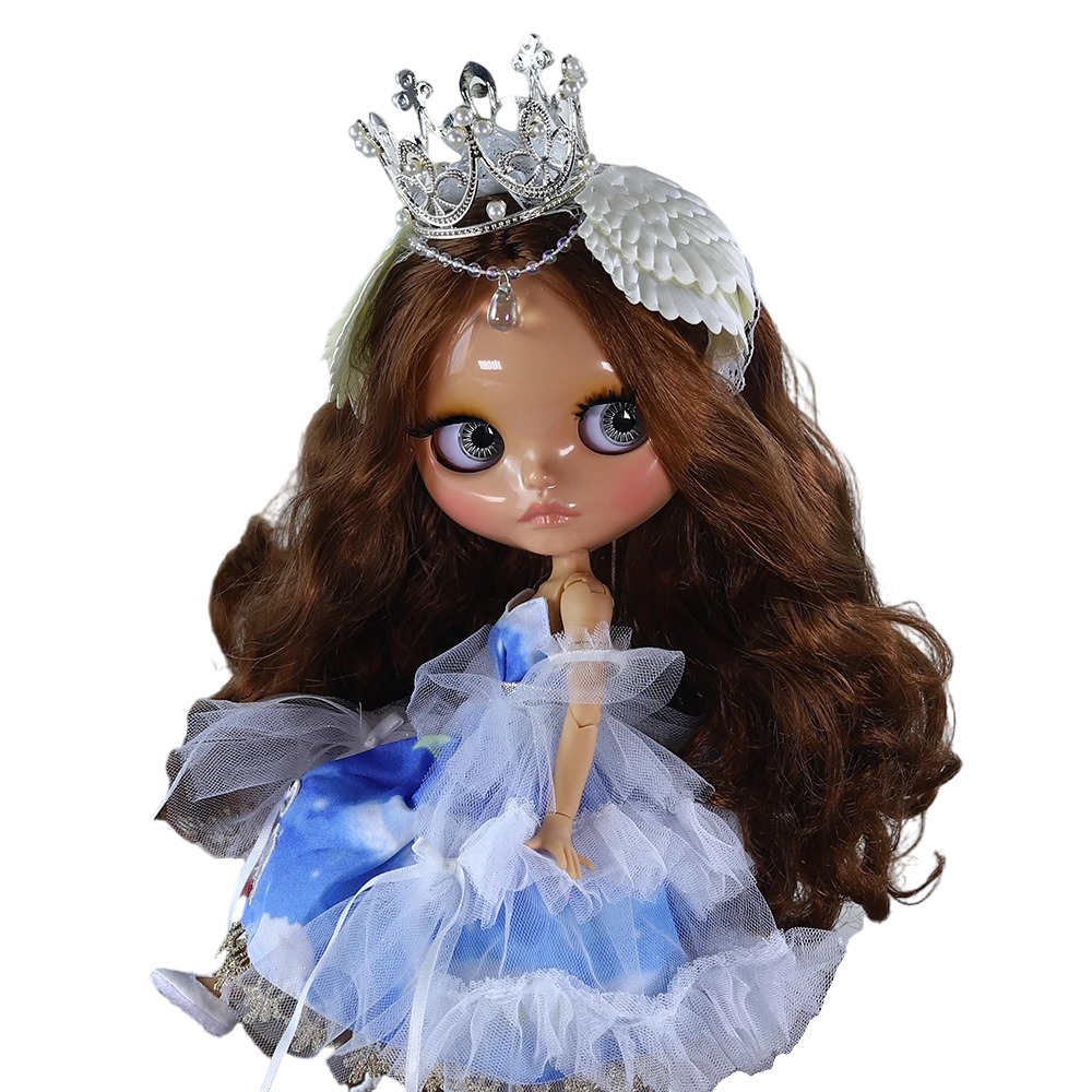 Sabrina – Premium Custom Neo Blythe Doll with Brown Hair, Tan Skin & Shiny Cute Face Brown hair Cute face Shiny face Tan skin