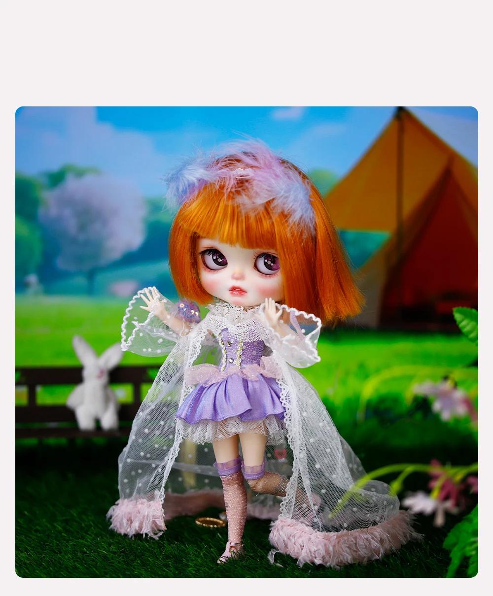 Quinn - Premium Custom Neo Blythe Doll with Ginger Hair, White Skin & Matte Smiling Face