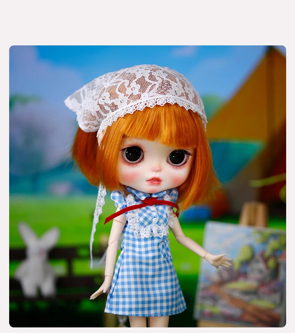 Quinn - Premium Custom Neo Blythe Doll with Ginger Hair, White Skin & Matte Smiling Face