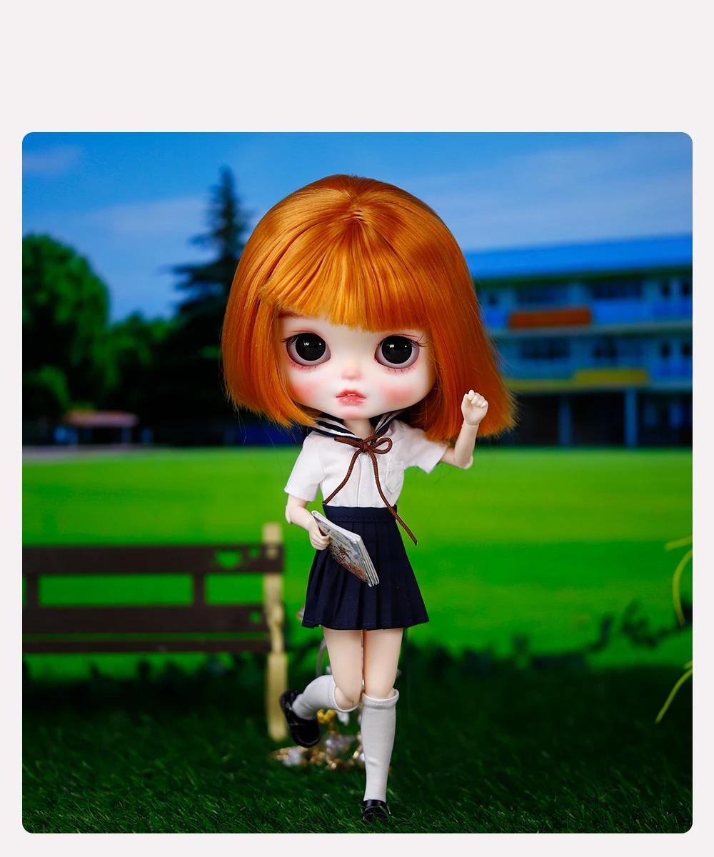 Quinn - Premium Custom Neo Blythe Doll with Ginger Hair, White Skin & Matte Smiling Face 6