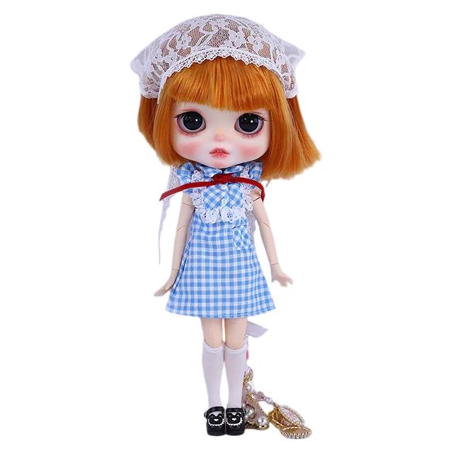 Quinn - Premium Custom Neo Blythe Doll with Ginger Hair, White Skin & Matte Smiling Face Ginger hair Matte face Smiling face White skin