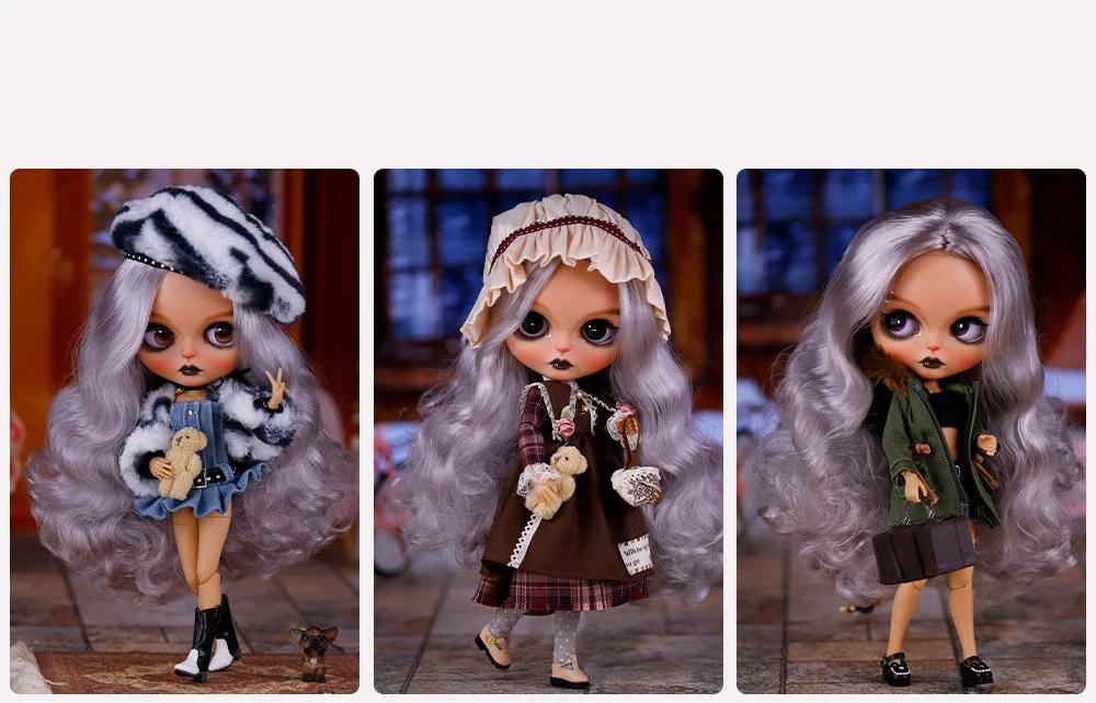 Madonna - Premium Custom Neo Blythe Doll with Purple Hair, Tan Skin & Matte Cute Face