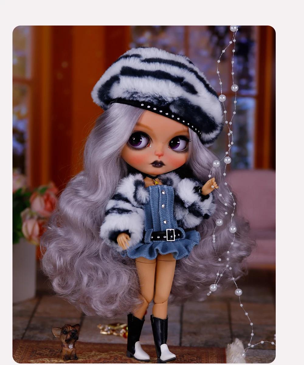 Madonna - Premium Custom Neo Blythe Doll with Purple Hair, Tan Skin & Matte Cute Face