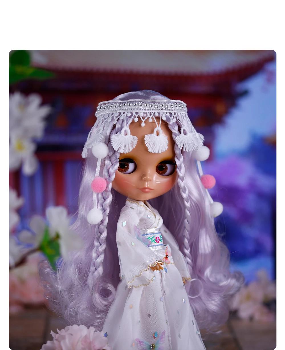 Sienna – Premium Custom Neo Blythe Doll with Purple Hair, Tan Skin & Shiny Cute Face 13