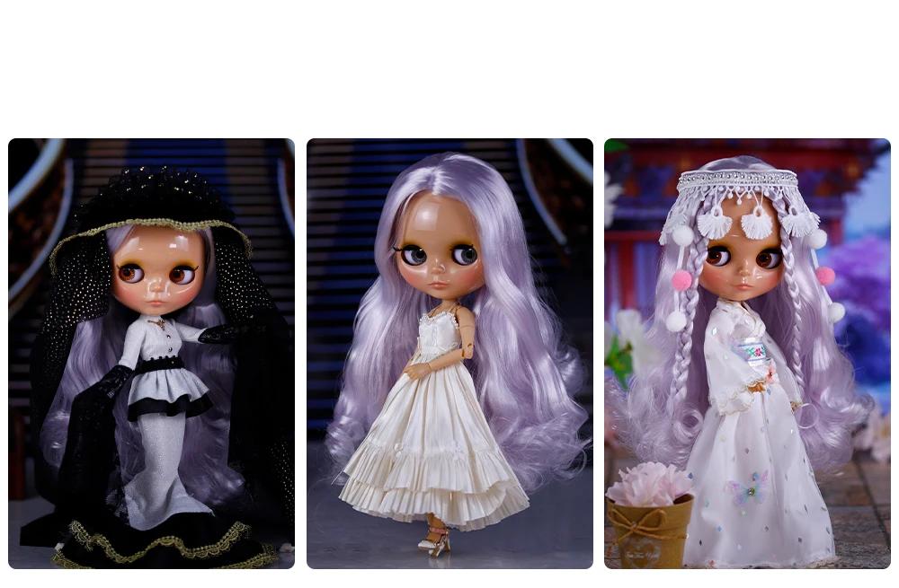 Sienna – Premium Custom Neo Blythe Doll with Purple Hair, Tan Skin & Shiny Cute Face 5