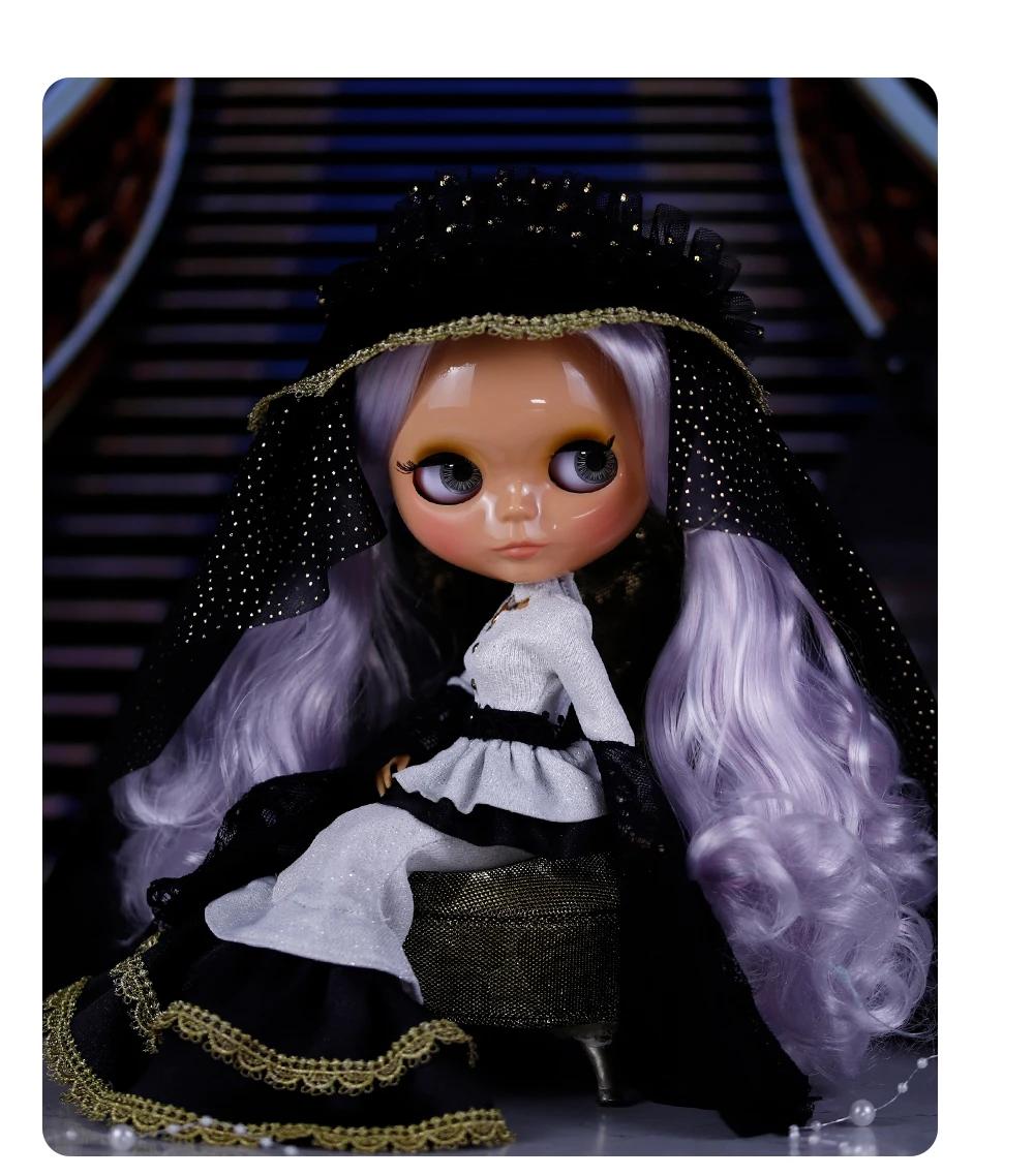 Sienna – Premium Custom Neo Blythe Doll with Purple Hair, Tan Skin & Shiny Cute Face 8
