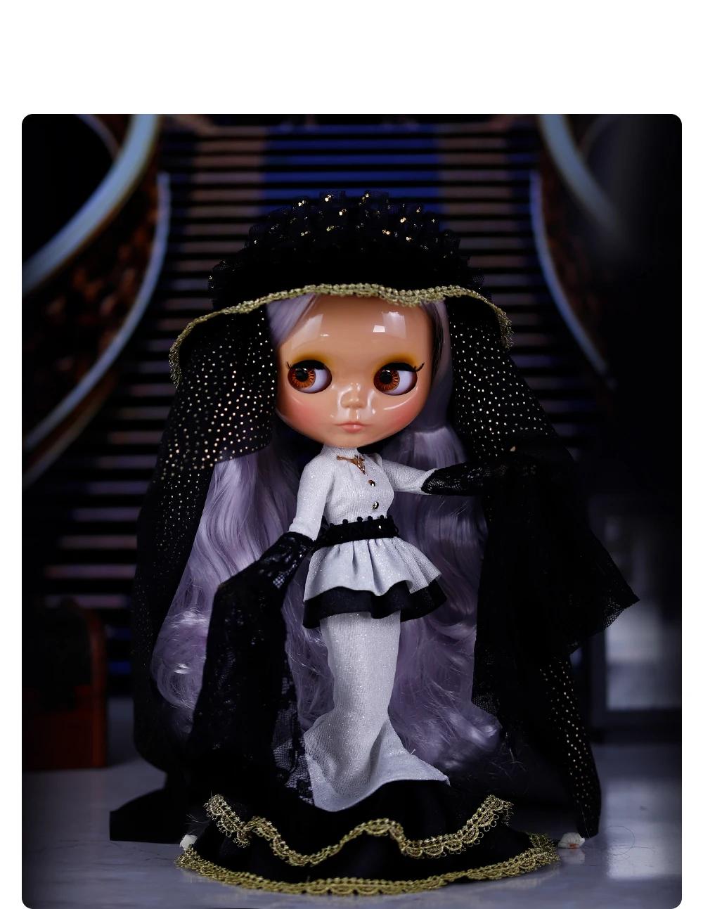 Sienna – Premium Custom Neo Blythe Doll with Purple Hair, Tan Skin & Shiny Cute Face 6