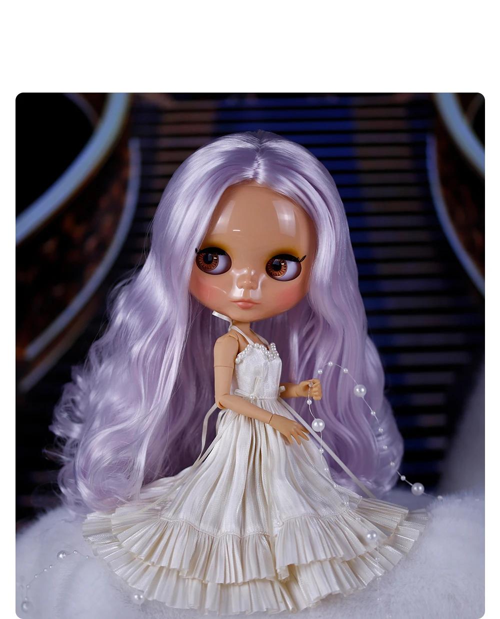 Sienna – Premium Custom Neo Blythe Doll with Purple Hair, Tan Skin & Shiny Cute Face 10