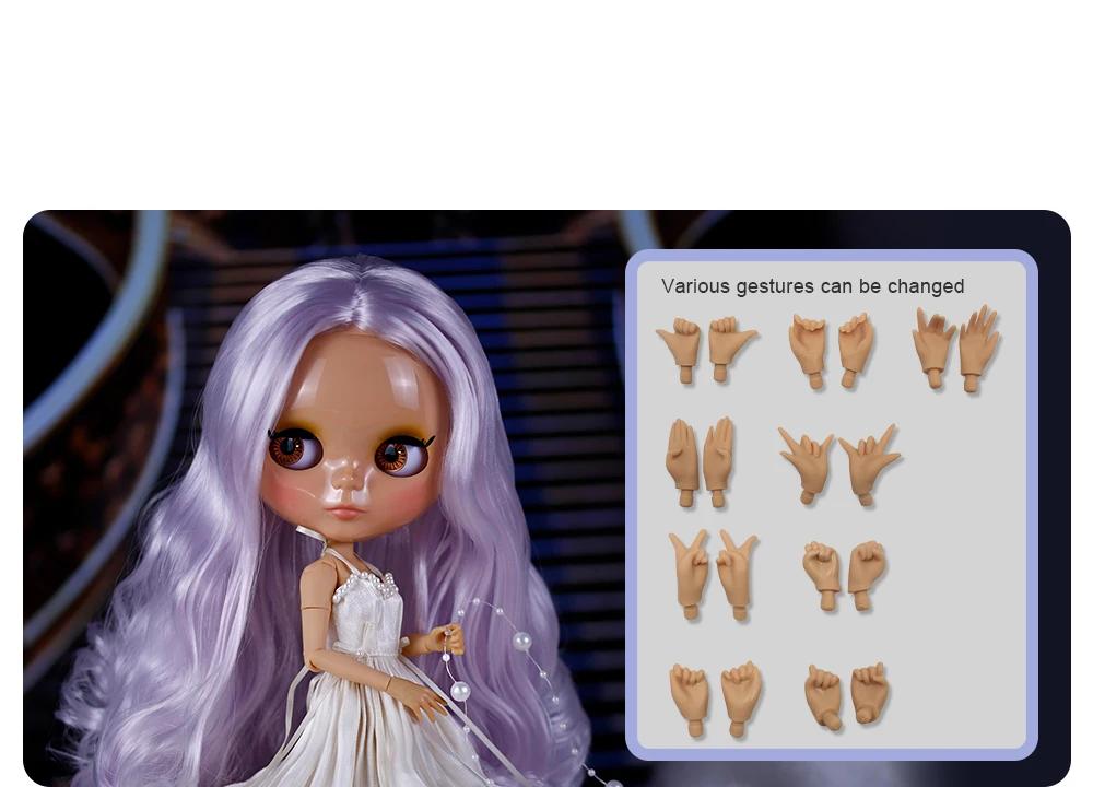 Sienna – Premium Custom Neo Blythe Doll with Purple Hair, Tan Skin & Shiny Cute Face 4