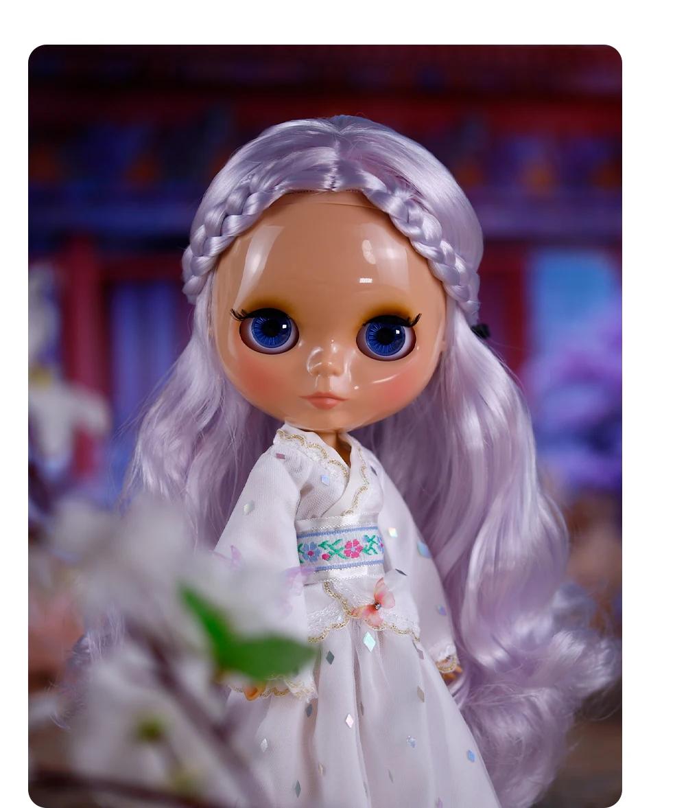 Sienna – Premium Custom Neo Blythe Doll with Purple Hair, Tan Skin & Shiny Cute Face 15