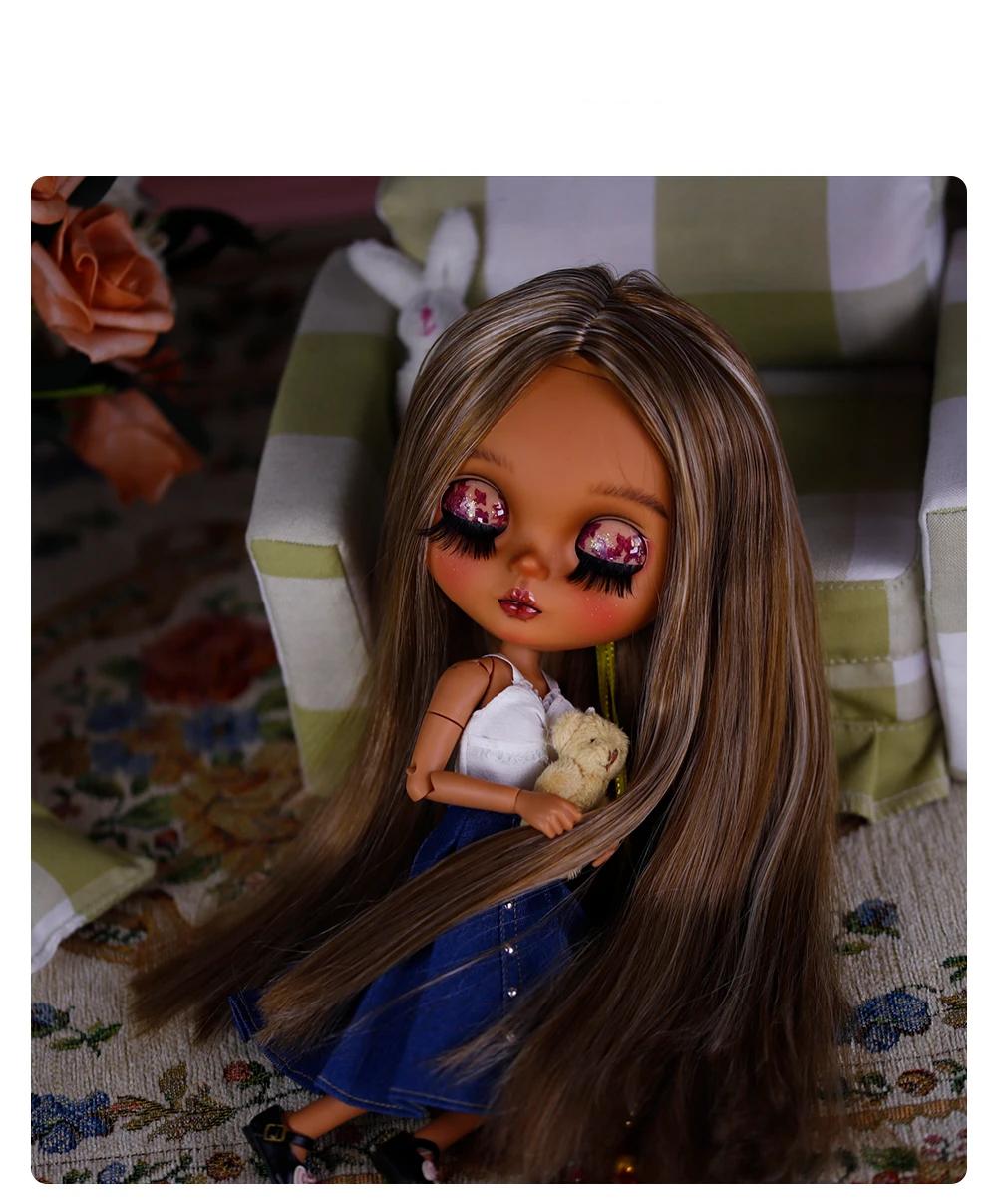 Anjelica – Premium Custom Neo Blythe Doll with Multi-Color Hair, Dark Skin & Matte Cute Face